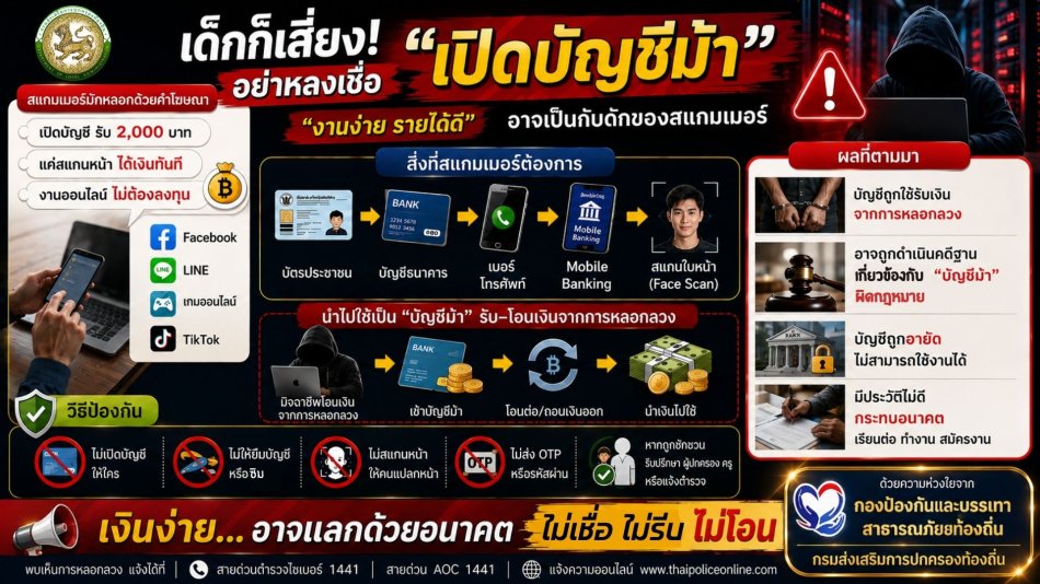 ประชาสัมพันธ์ "เด็กเสี่ยง อย่างหลงเชื่อ เปิดบัญชีม้า"